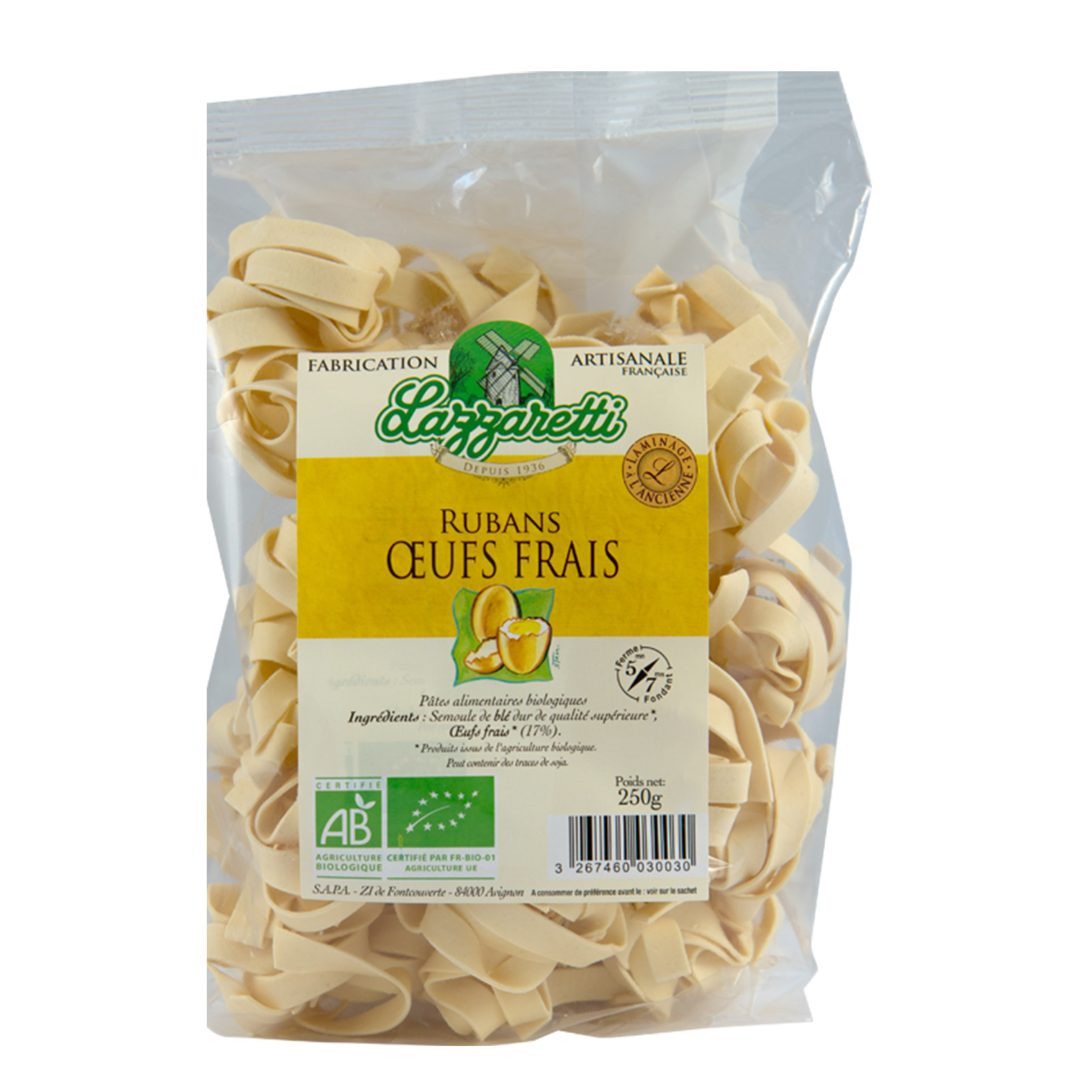 Ruban aux oeufs bio 250gr Lazzaretti : photo du produit rappelé le 11/09/2025