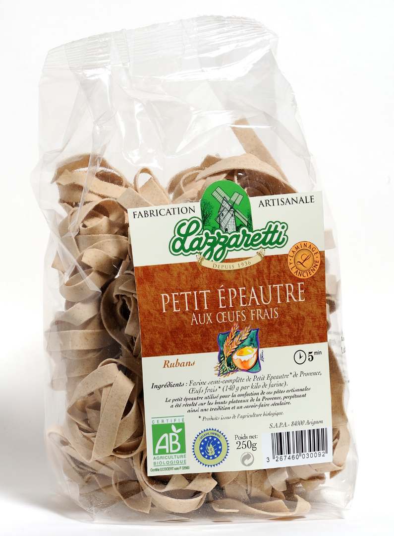 Ruban petit épeautre IGP aux oeufs bio 250gr Lazzaretti : photo du produit rappelé le 16/09/2025