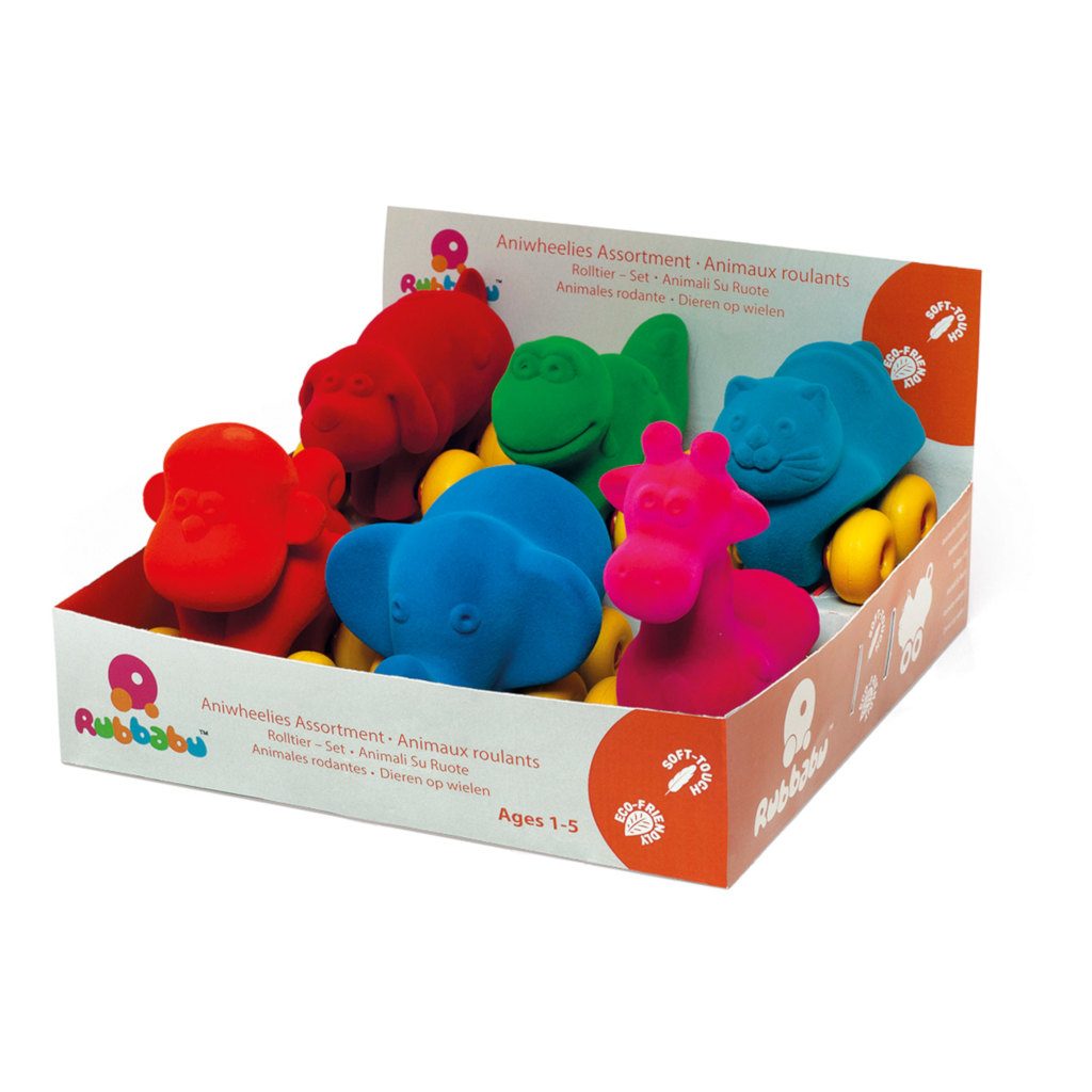 Rubbabu - assortiment de 6 animaux médium roulants en display : photo du produit rappelé le 29/08/2024