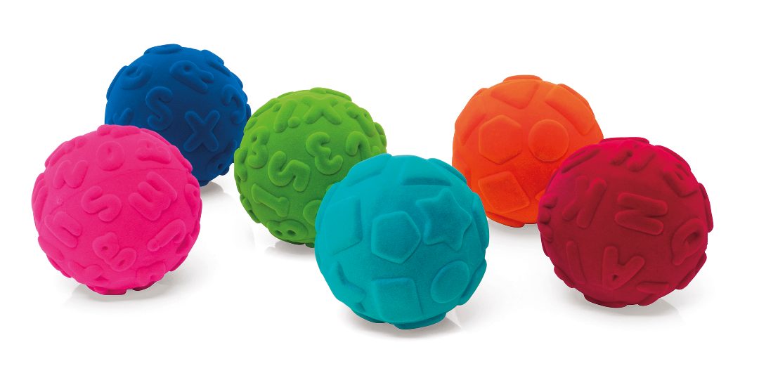 Rubbabu - assortiment de 6 balles éducatives en display - ø10cm : photo du produit rappelé le 29/08/2024