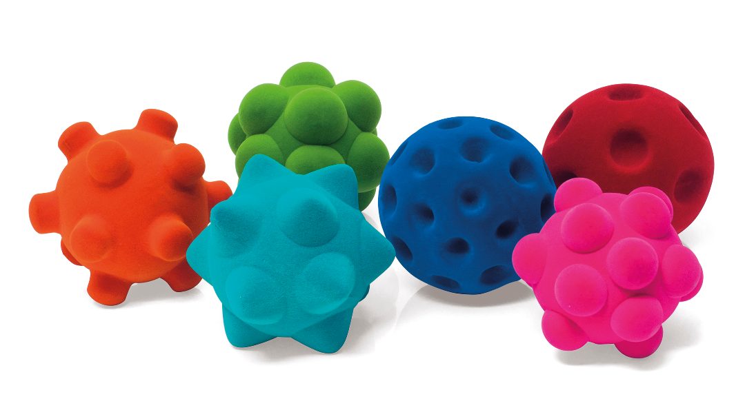 Rubbabu - assortiment de 6 balles sensorielles en display - ø10cm : photo du produit rappelé le 29/08/2024