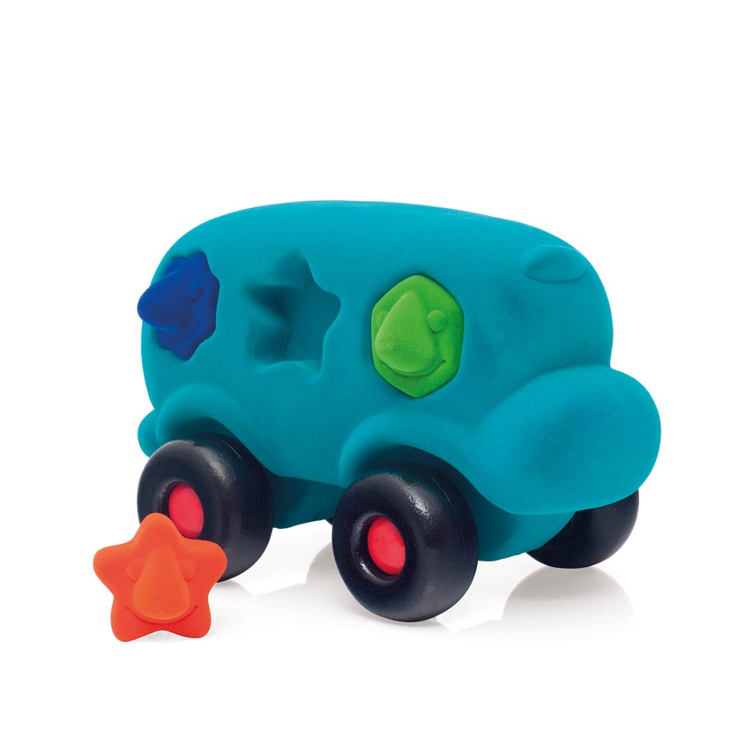 Rubbabu - bus éducatif à formes turquoise - 22x12,5x15cm (packaging) : photo du produit rappelé le 29/08/2024