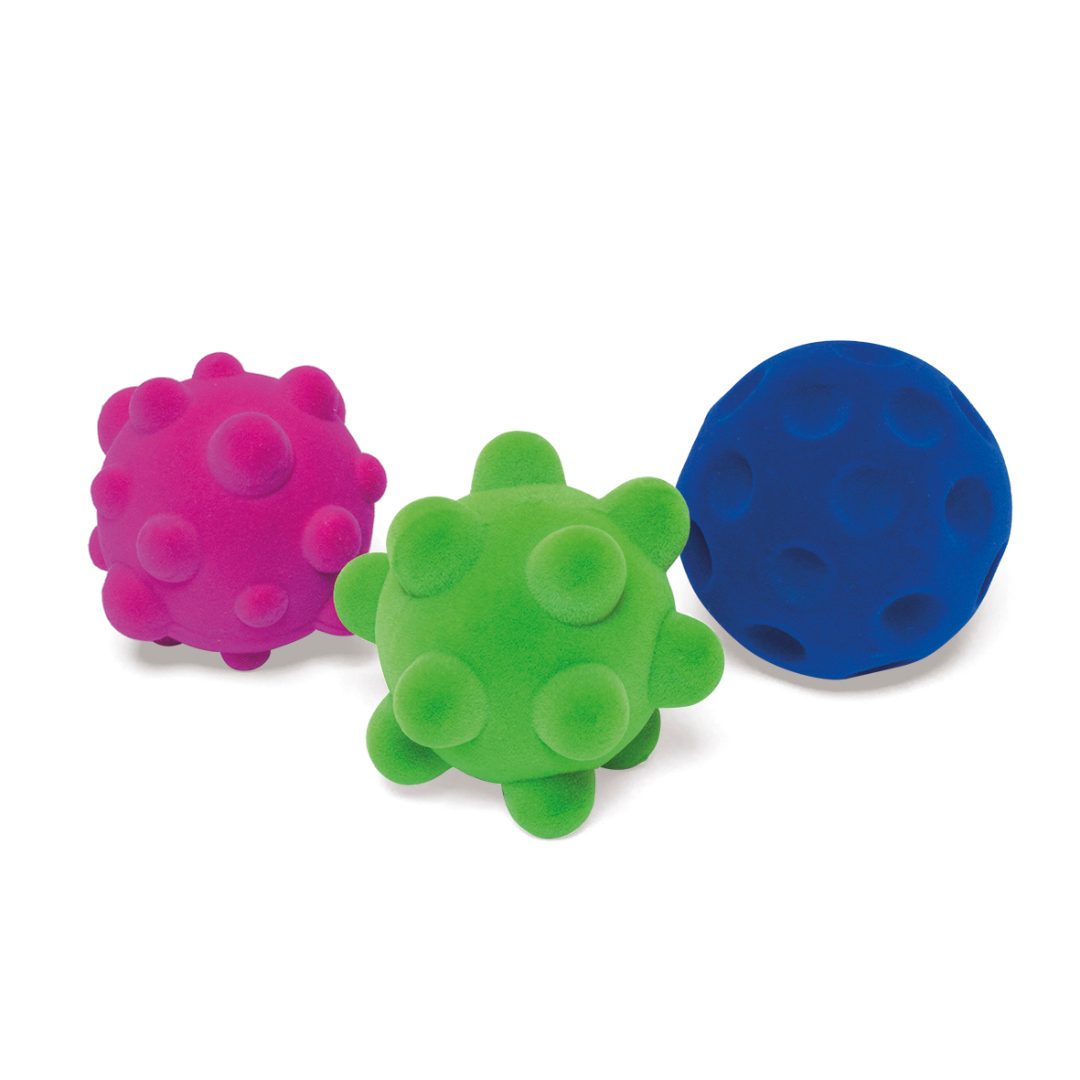 Rubbabu - lot de 3 petites balles sensorielles - ø5cm (packaging) : photo du produit rappelé le 30/08/2024
