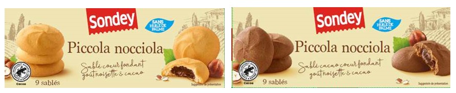 Sablés fourrés piccola nocciola Sondey : photo du produit rappelé le 27/06/2022