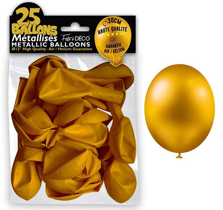 Sachet 25 ballons métal or (balc03) Fete A Deco : photo du produit rappelé le 18/12/2023