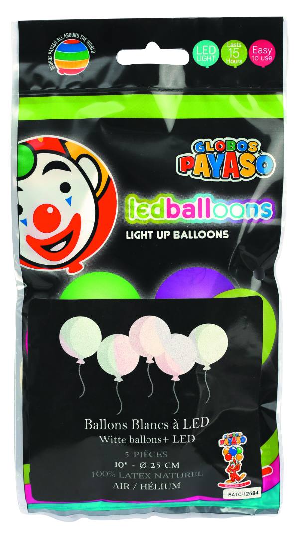 Sachet 5 ballons a LED Globos Payaso : photo 2 sur 2 du produit rappelé le 15/01/2024