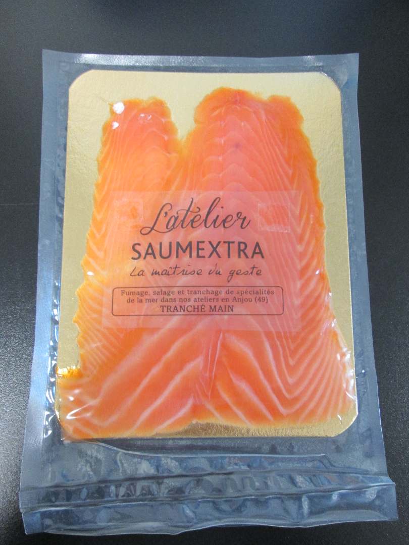 Sachet de saumon fume ecossais 100g Atelier Saumextra : photo du produit rappelé le 15/02/2023