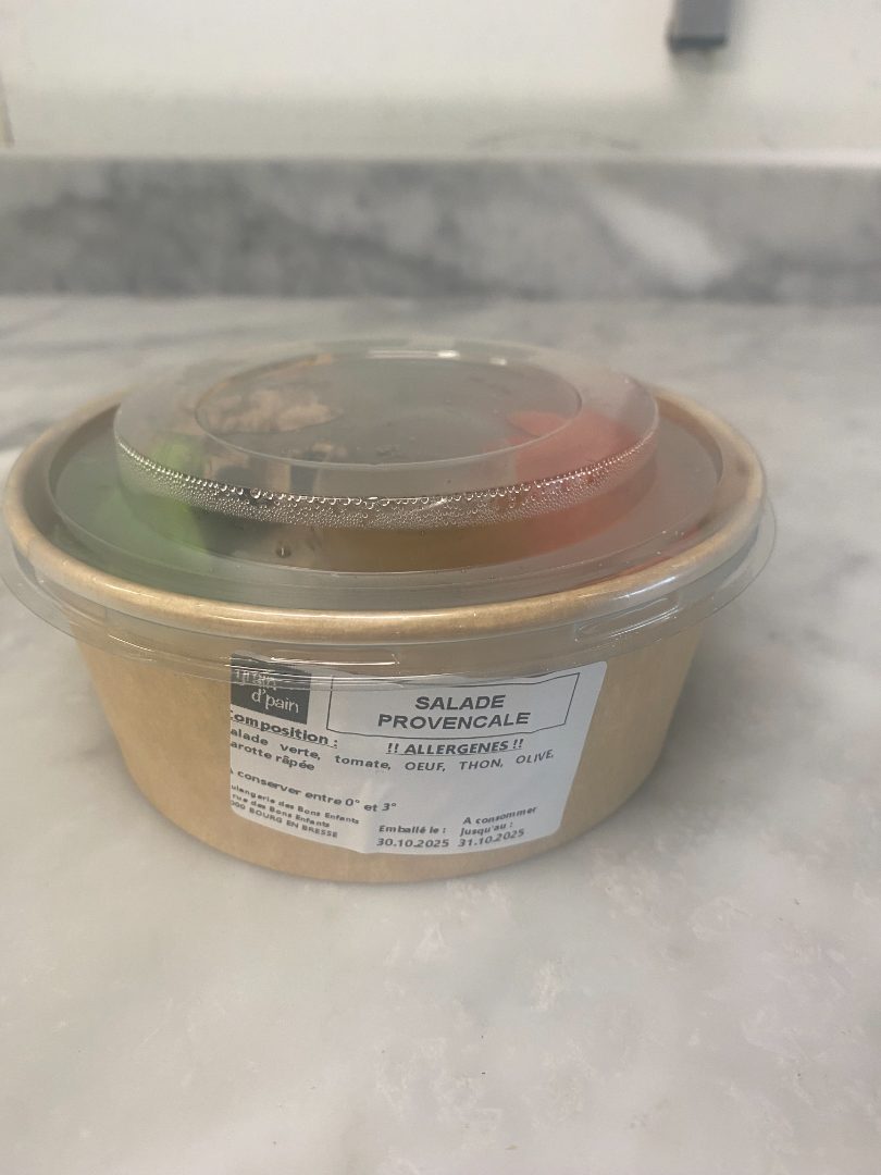 Salade au thon Fabrication Artisanale : photo du produit rappelé le 31/10/2025
