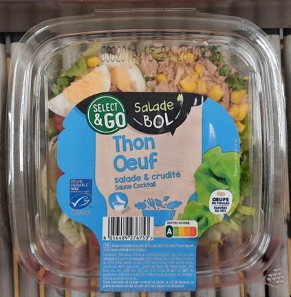 Salade crudités thon - oeuf Select & GO : photo du produit rappelé le 07/07/2026