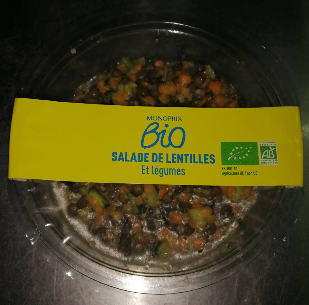 Salade de lentilles et légumes 165g Monoprix BIO : photo du produit rappelé le 22/04/2025