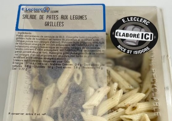Salade de pates aux legumes grilles fe : photo du produit rappelé le 27/01/2022