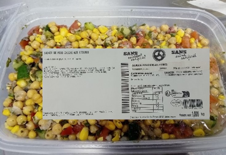 Salade de pois chiche et légumes 1.8kg : photo du produit rappelé le 10/10/2024