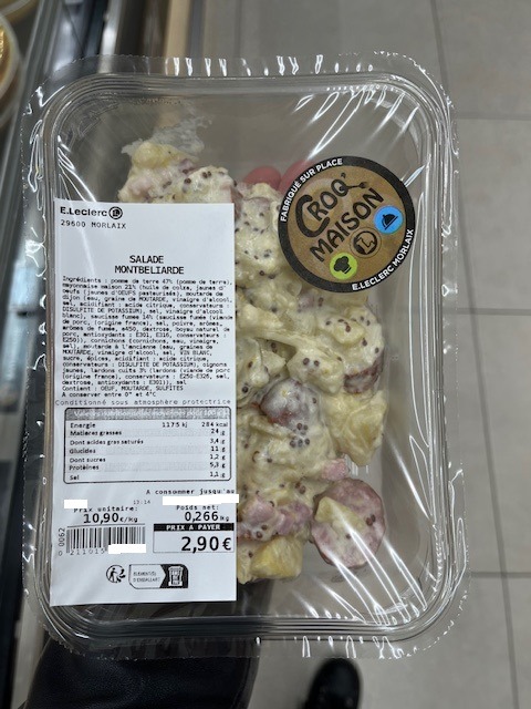 Salade montbéliarde E.Leclerc Morlaix : photo du produit rappelé le 14/02/2025