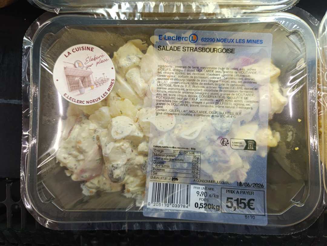 Salade strasbourgeoise : photo du produit rappelé le 02/07/2026