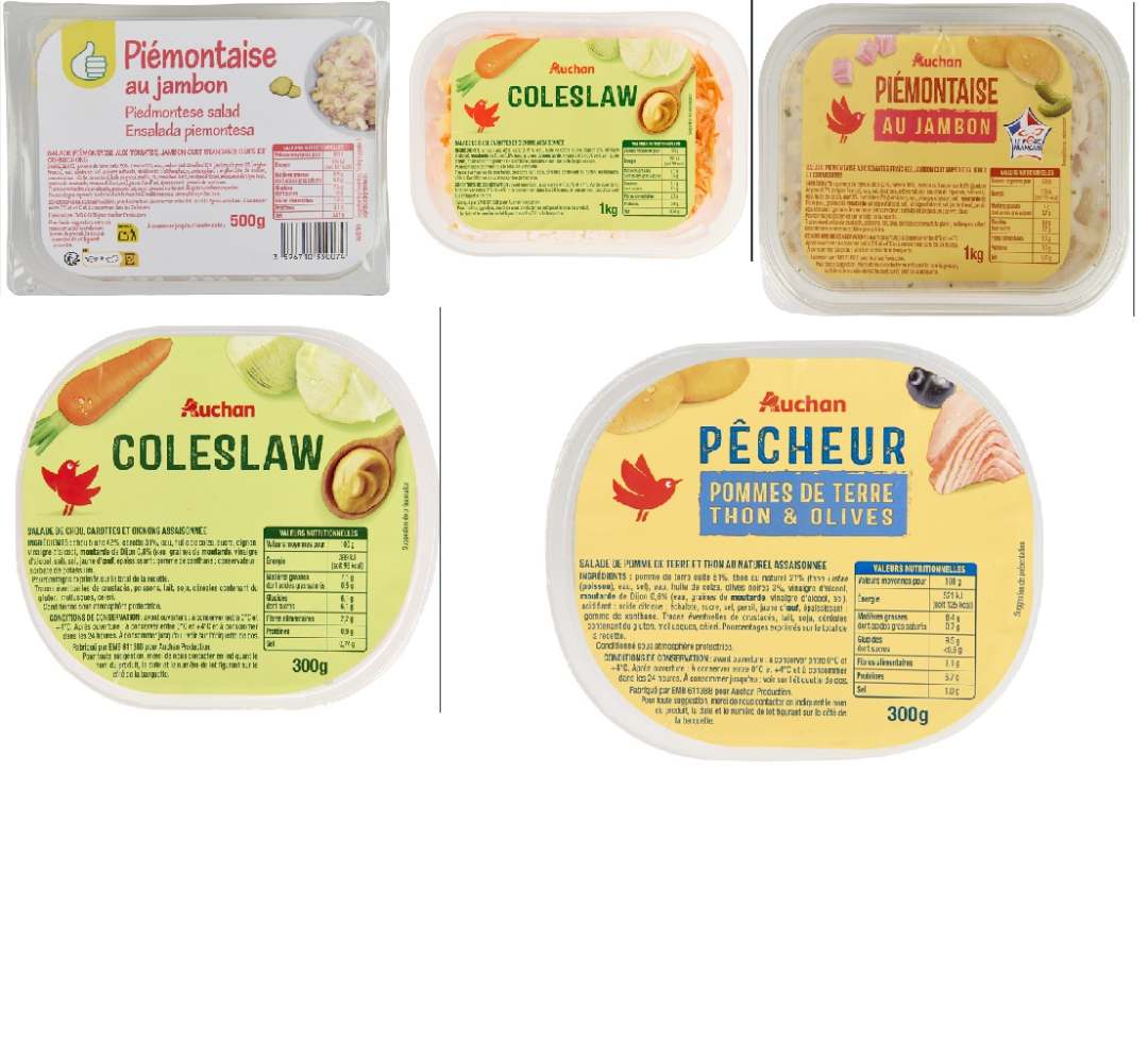 Salades traiteurs libre service divers gouts Auchan : photo du produit rappelé le 02/09/2026