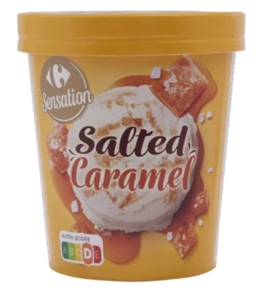 Salted caramel 500ml Carrefour Sensation : photo du produit rappelé le 10/07/2024