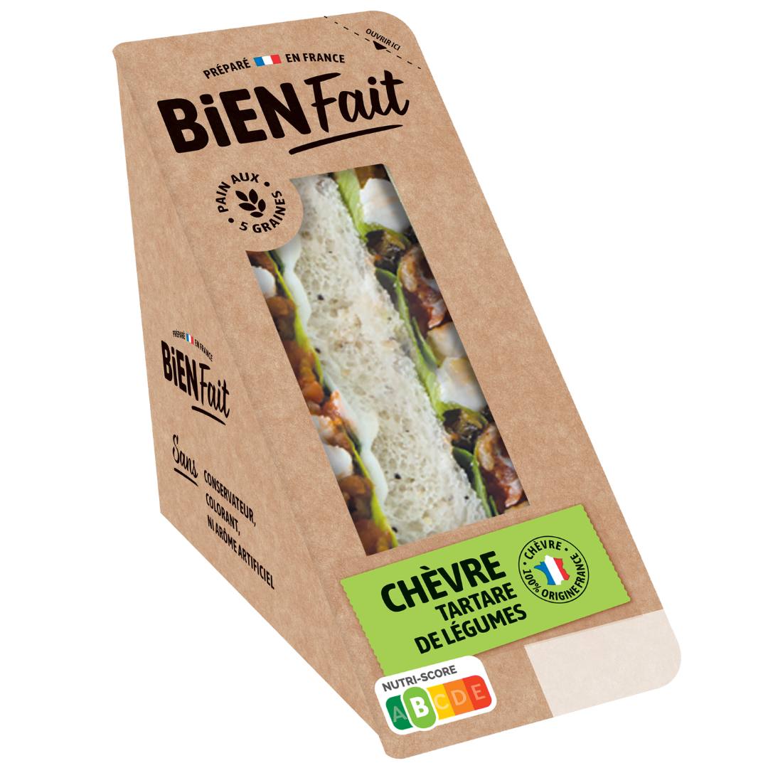 Sandwich bien fait chèvre et tartare de légumes : photo du produit rappelé le 10/07/2025