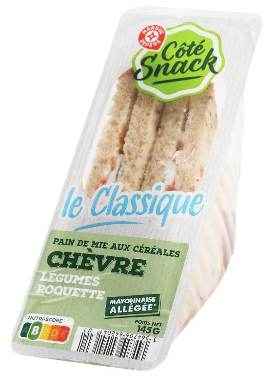 Sandwich club chevre legumes - 145 g Cote Snack : photo du produit rappelé le 05/04/2023