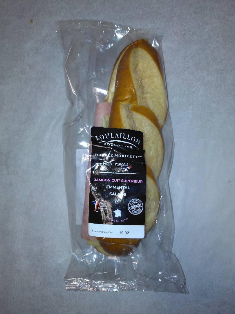 Sandwich grande moricette jambon cuit supérieur emmental Poulaillon : photo du produit rappelé le 03/03/2026
