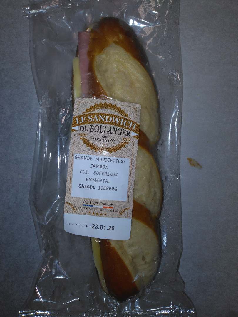 Sandwich grande moricette jambon cuit supérieur emmental Poulaillon : photo du produit rappelé le 03/03/2026