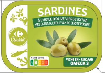 Sardines à l'huile d'olive vierge extra Carrefour Classic : photo du produit rappelé le 25/09/2026