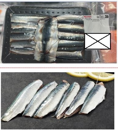 Sardines sous vide et etal Auchan le Poissonnier : photo du produit rappelé le 03/11/2025