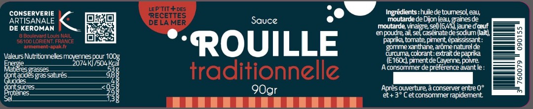 Sauce rouille Conserverie Keroman : photo du produit rappelé le 07/10/2021