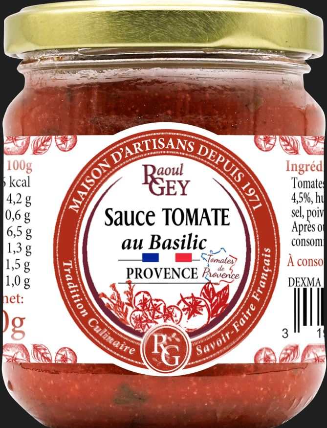 Sauce tomate basilic Raoul Gey : photo du produit rappelé le 18/11/2024
