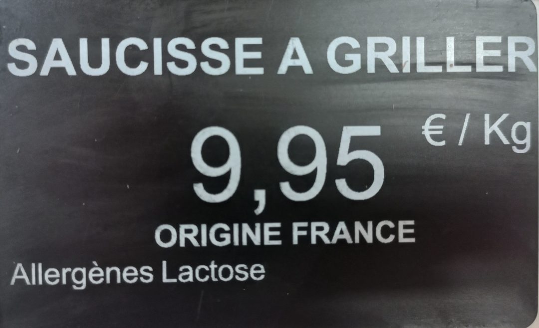 Saucisse a griller Sans Marque - Elabore Dans Nos Ateliers : photo du produit rappelé le 28/02/2023