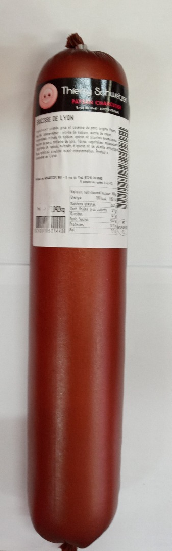 Saucisse de Lyon Thierry Schweitzer : photo du produit rappelé le 29/07/2024