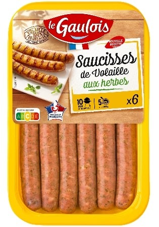 Saucisse de volaille aux herbes, crue Le Gaulois : photo du produit rappelé le 13/08/2025