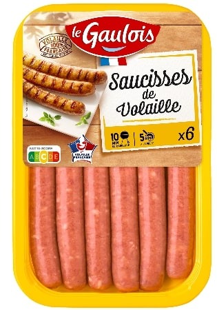 Saucisse de volaille nature, crue Le Gaulois : photo du produit rappelé le 13/08/2025