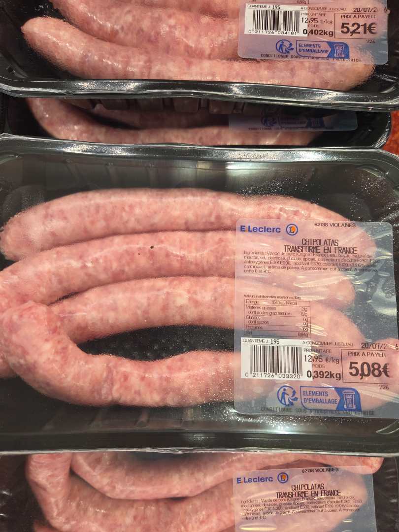 Saucisse E.Leclerc : photo 4 sur 5 du produit rappelé le 17/07/2026