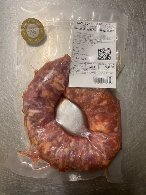Saucisse fraiche napolitaine Consolaro : photo du produit rappelé le 21/08/2023