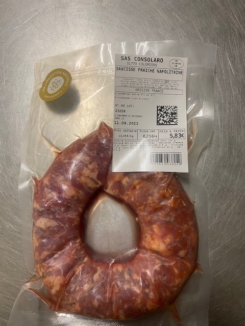 Saucisse fraiche napolitaine Consolaro : photo 2 sur 2 du produit rappelé le 11/08/2023