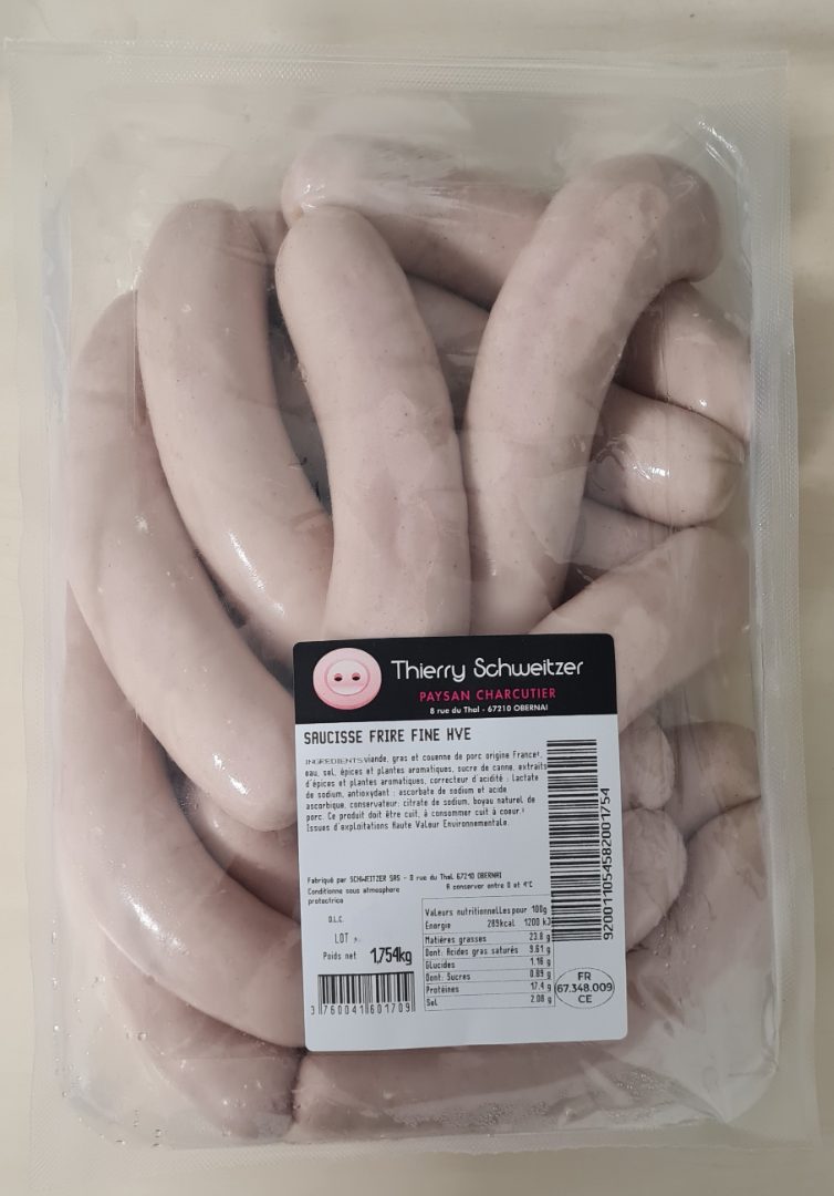 Saucisse frire fine hve Thierry Schweitzer : photo du produit rappelé le 22/07/2024