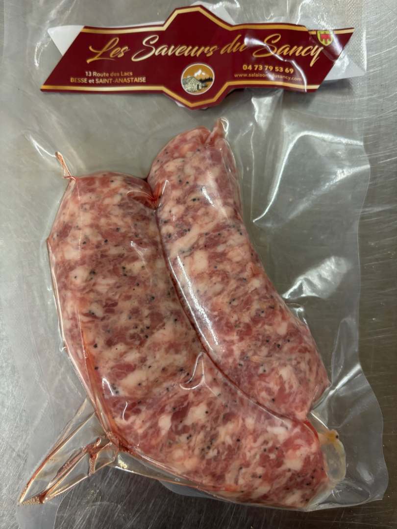 Saucisse nature a la fleur de sel Salaisons du Sancy : photo du produit rappelé le 04/02/2025
