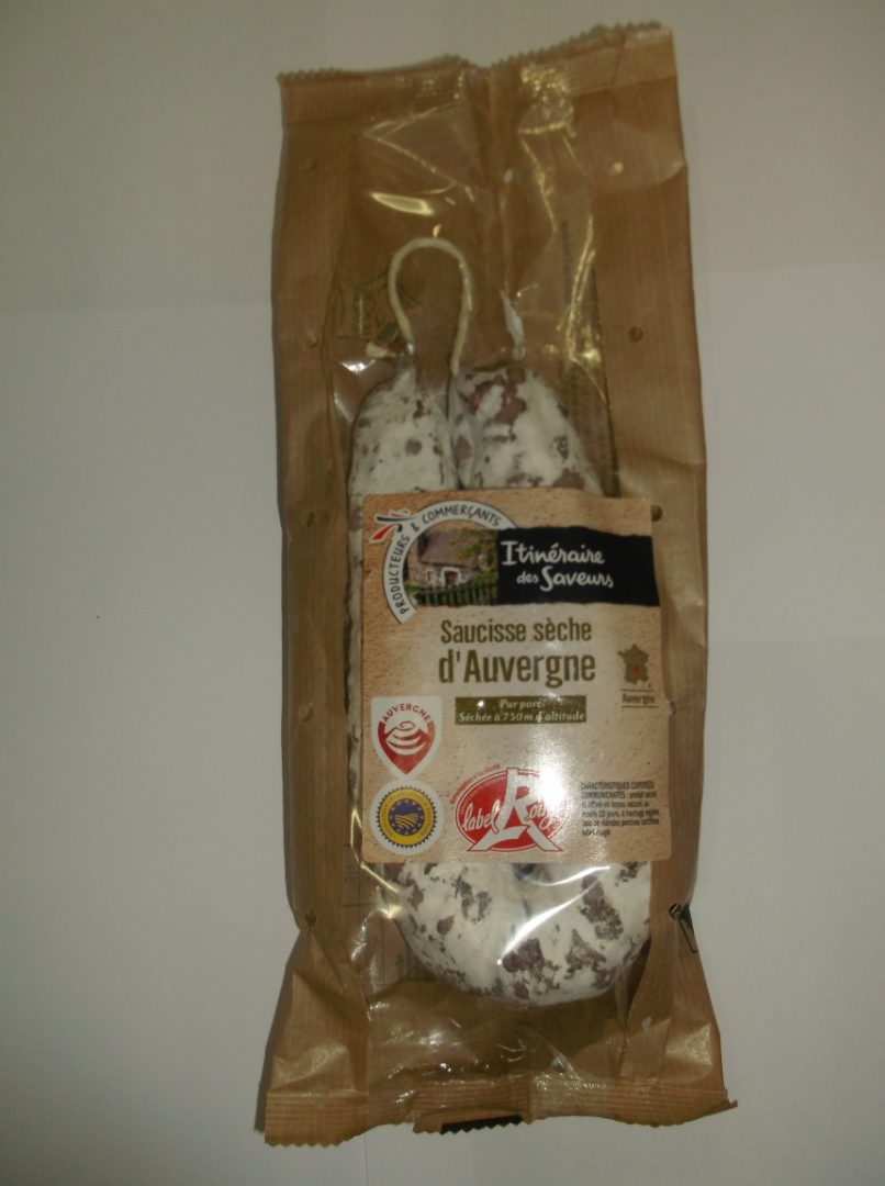 Saucisse sèche d'auvergne label rouge 300g Itinéraire des Saveurs : photo du produit rappelé le 01/04/2022