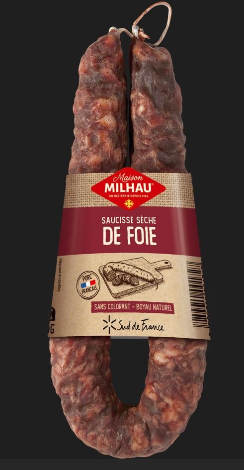 Saucisse sèche de foie 250g Maison Milhau : photo du produit rappelé le 12/05/2025