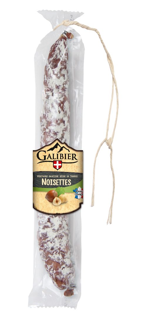 Saucisse seche droite aux noisettes 200g Le Galibier : photo du produit rappelé le 04/01/2024