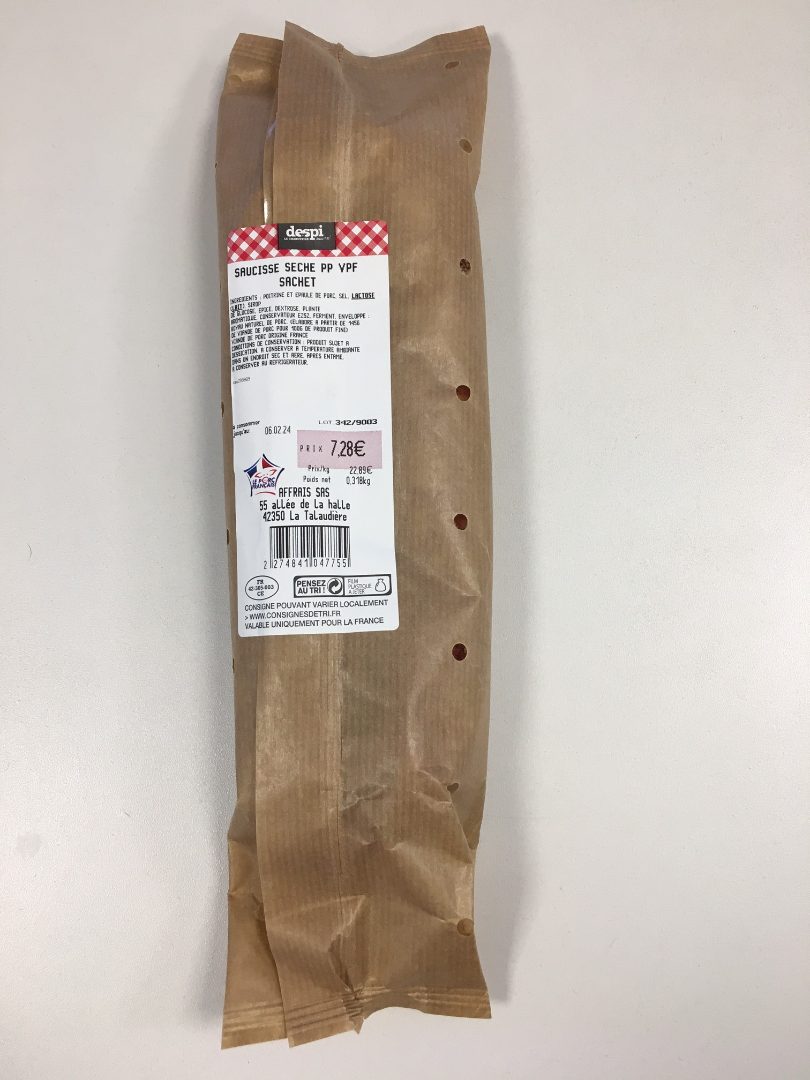 Saucisse seche pp vpf Despi le Charcutier : photo du produit rappelé le 13/12/2023