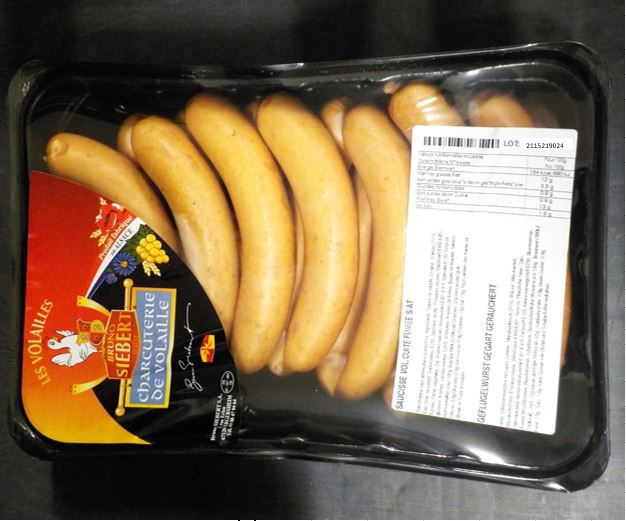 Saucisse volaille cuite fumee Bruno Siebert S.A : photo du produit rappelé le 28/03/2024