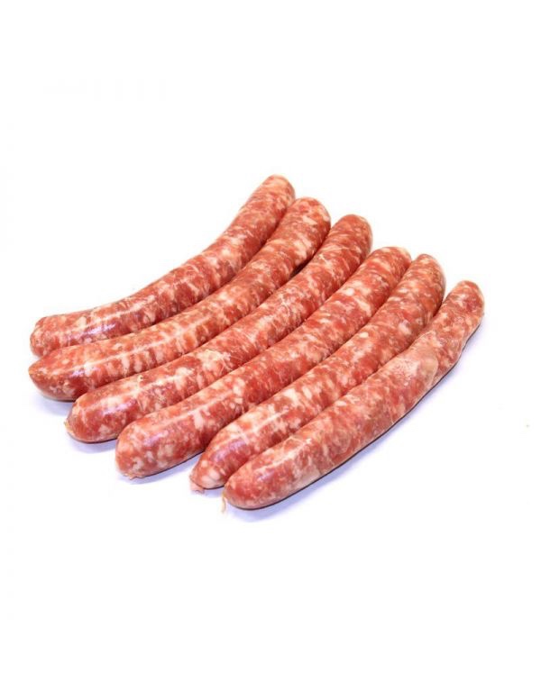 Saucisses boeuf et porc fabriquées et vendues au rayon boucherie : photo du produit rappelé le 28/06/2024