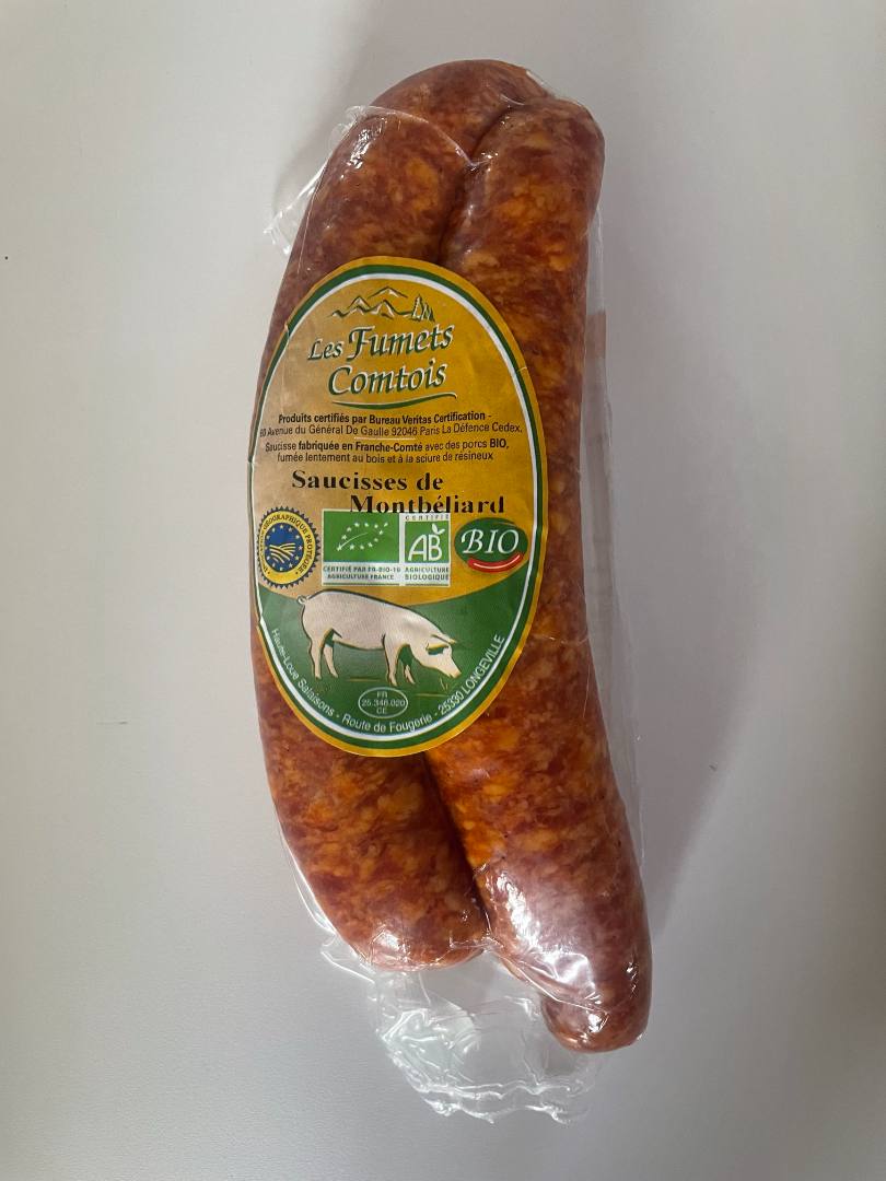 Saucisses de montbéliard bio Les Fumets Comtois : photo du produit rappelé le 23/10/2025