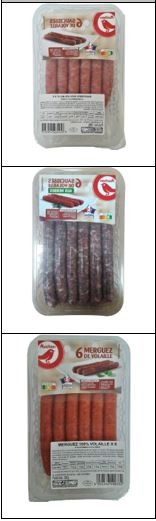Saucisses et merguez de volaille Auchan : photo du produit rappelé le 22/08/2022