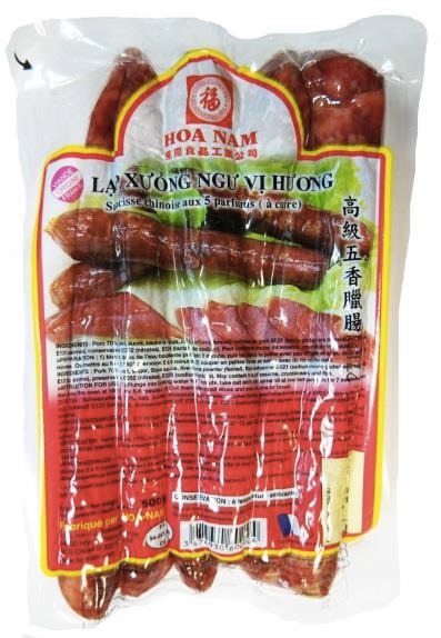 Saucisses lap xuong aux cinq parfums Hoa Nam : photo du produit rappelé le 03/08/2022