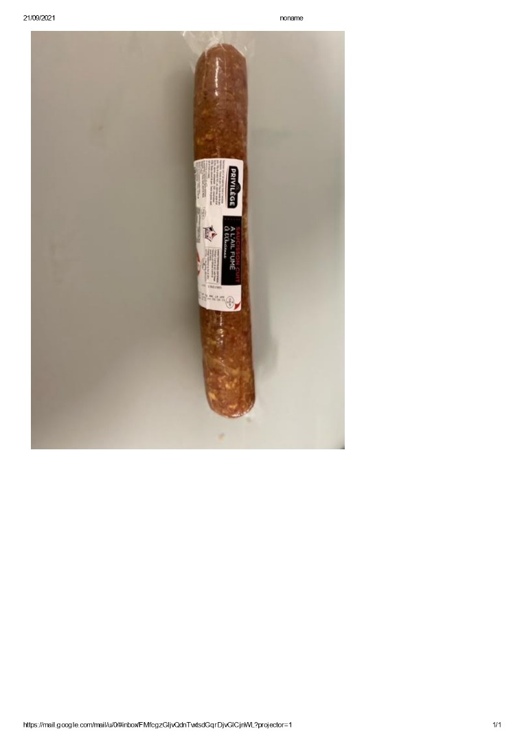 Saucisson à l'ail fumé Tradilège : photo du produit rappelé le 23/09/2021