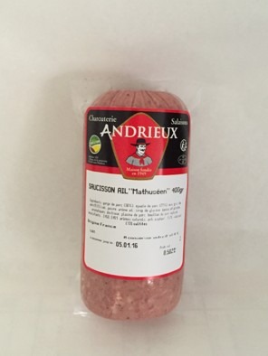 Saucisson ail 400gr Andrieux : photo du produit rappelé le 22/10/2025