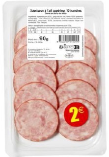 Saucisson ail fumé 10 tranches 90g : photo du produit rappelé le 18/10/2023