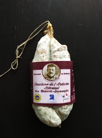 Saucisson bridé au saint joseph de l'ardèche artisanal Ferdinand Chaudouard : photo du produit rappelé le 24/07/2023